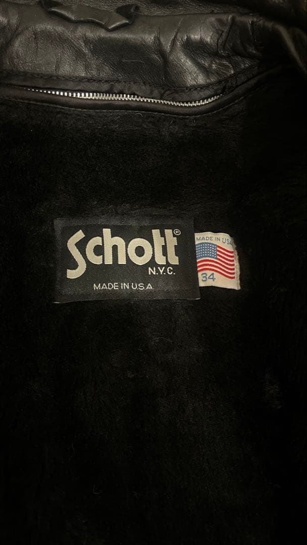 Schott ブラック レザー ジャケット サイズ34