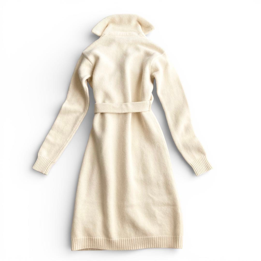 【美品】ラルフローレン ウール シルク混 ベルテッドロングニットワンピース S