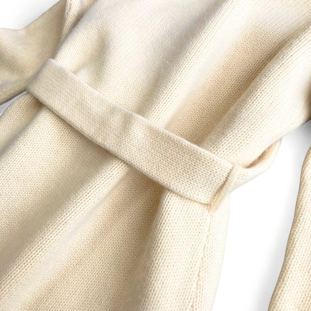 【美品】ラルフローレン ウール シルク混 ベルテッドロングニットワンピース S