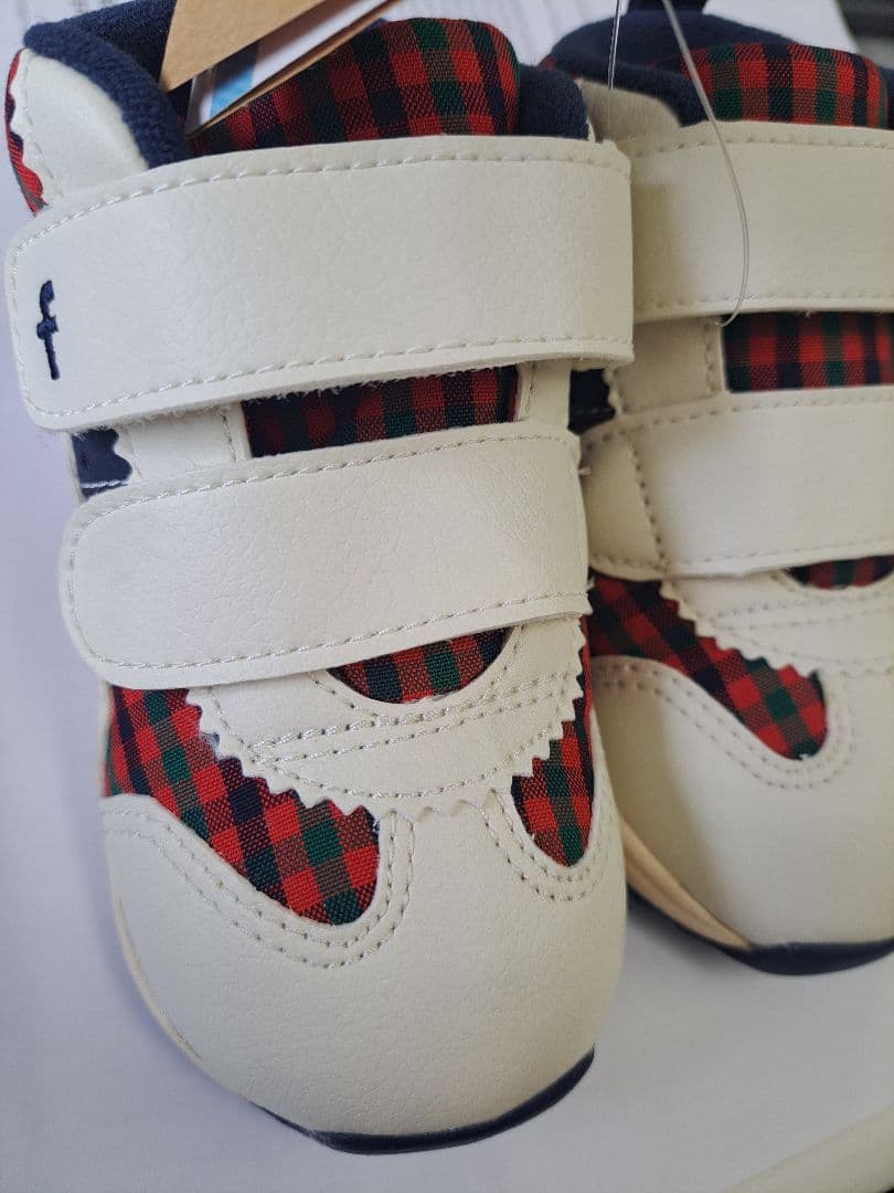 asics　ファミリア ベビーシューズ ホワイト/チェック