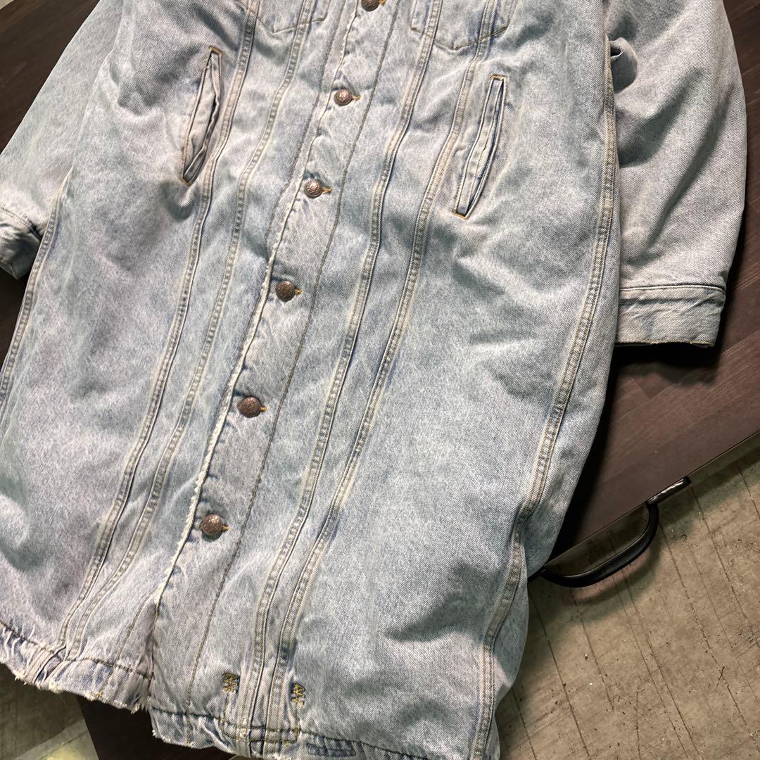7AS8 R13 イタリア製　デニムジャケット　ロング　裏ボア　Gジャン　古着
