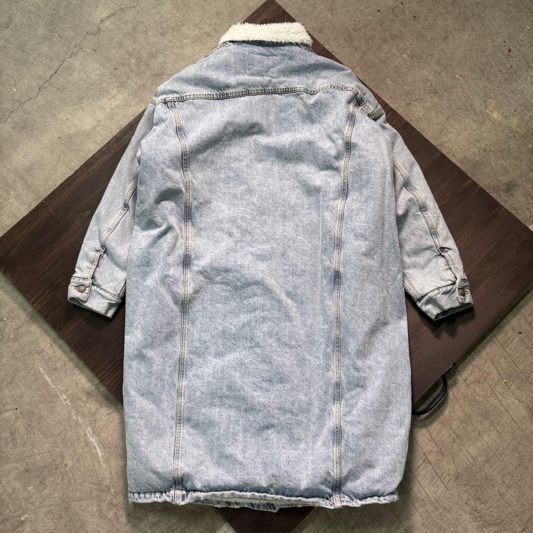 7AS8 R13 イタリア製　デニムジャケット　ロング　裏ボア　Gジャン　古着