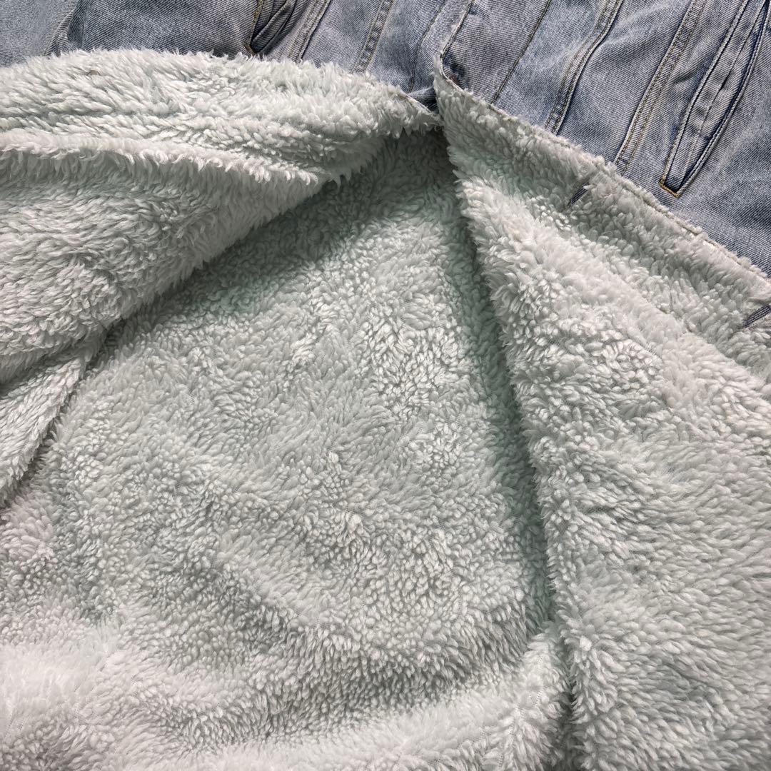 7AS8 R13 イタリア製　デニムジャケット　ロング　裏ボア　Gジャン　古着