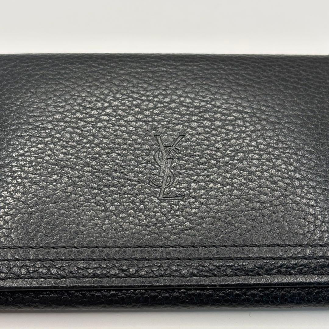 yves saint laurent 名刺入れ　カードケース　ブラック　型押し