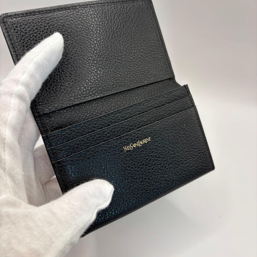 yves saint laurent 名刺入れ　カードケース　ブラック　型押し