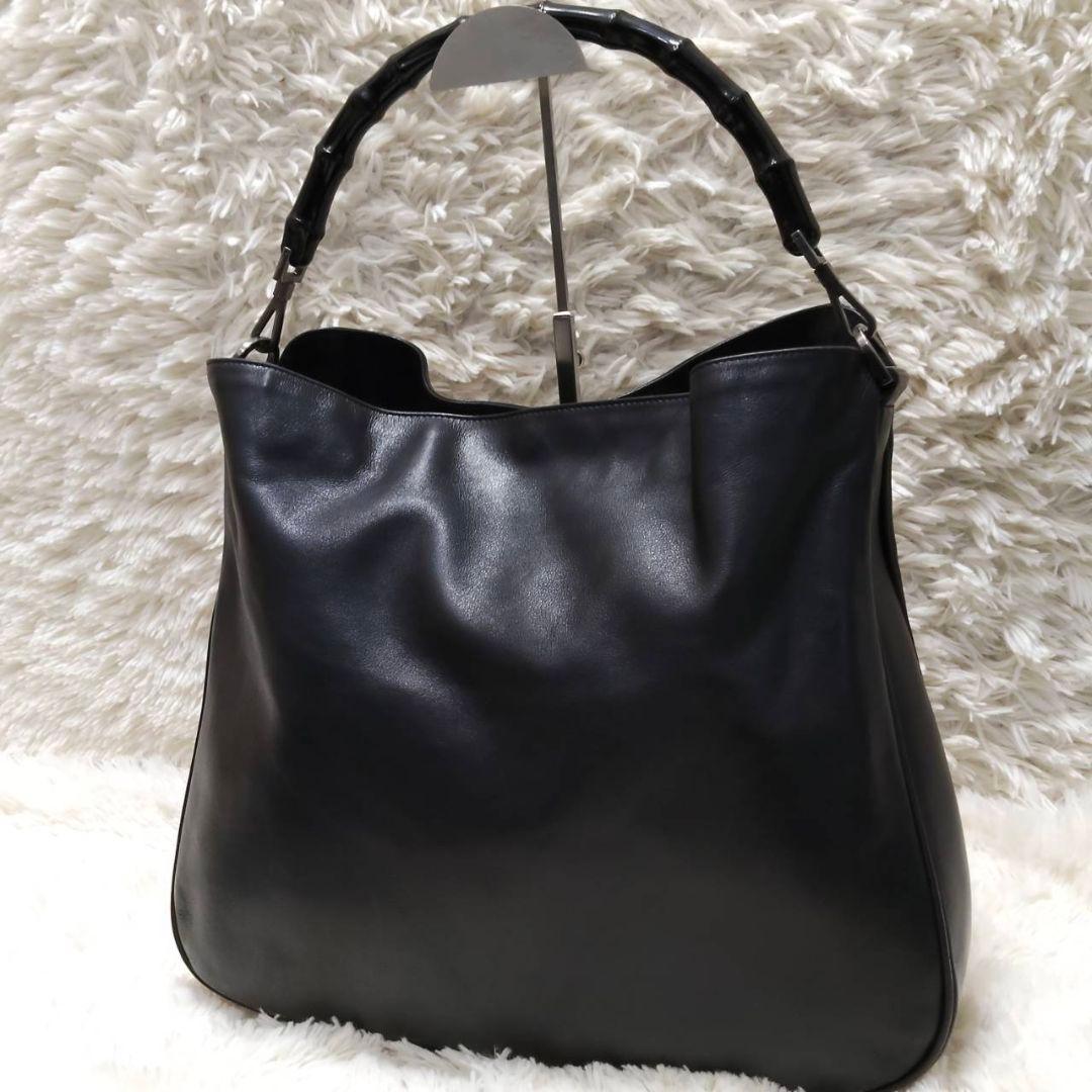 グッチ ワンショルダー レザー バンブー A4可 肩掛け ブラック