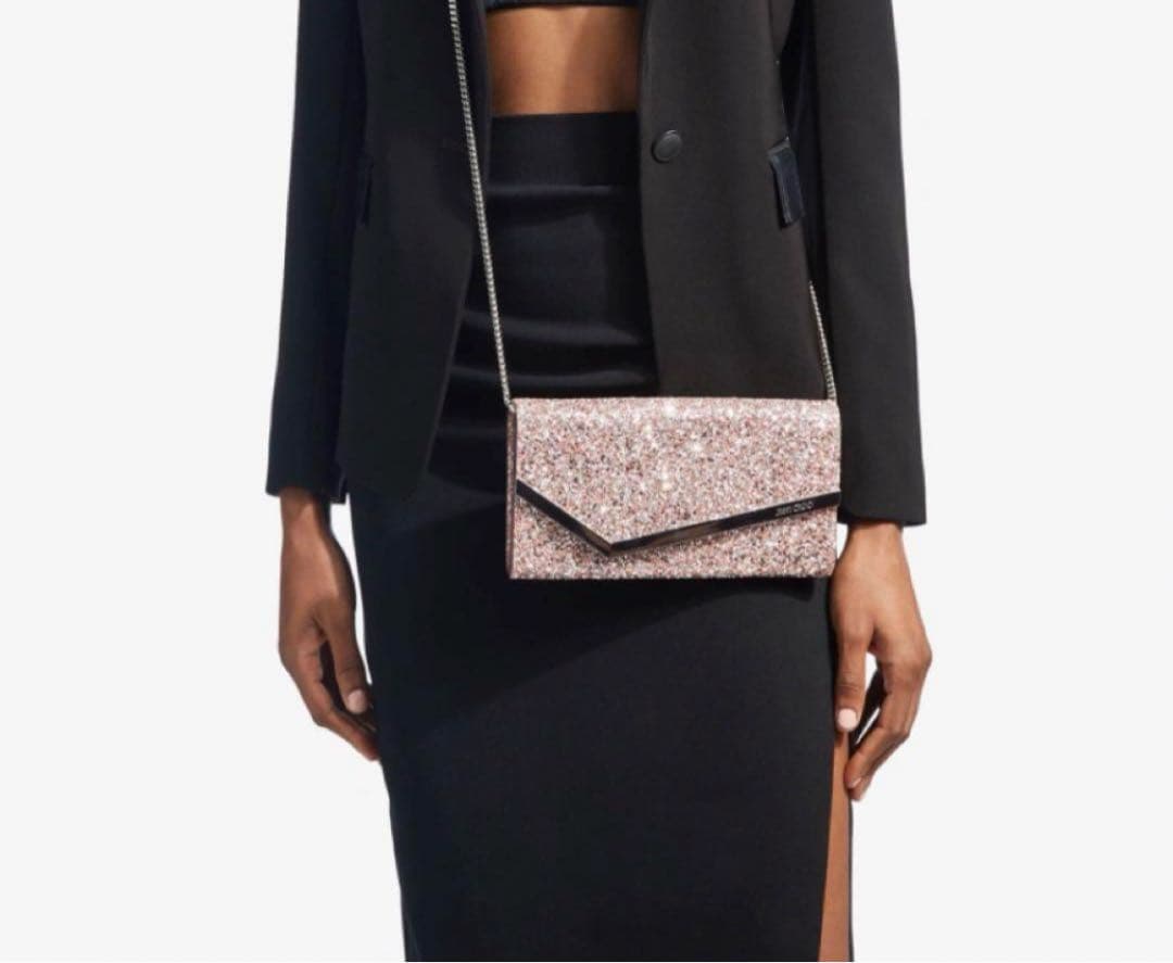 JIMMY CHOO グリッター クラッチパーティバッグ　チェーンショルダー