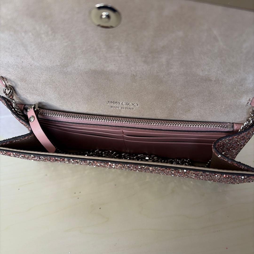 JIMMY CHOO グリッター クラッチパーティバッグ　チェーンショルダー