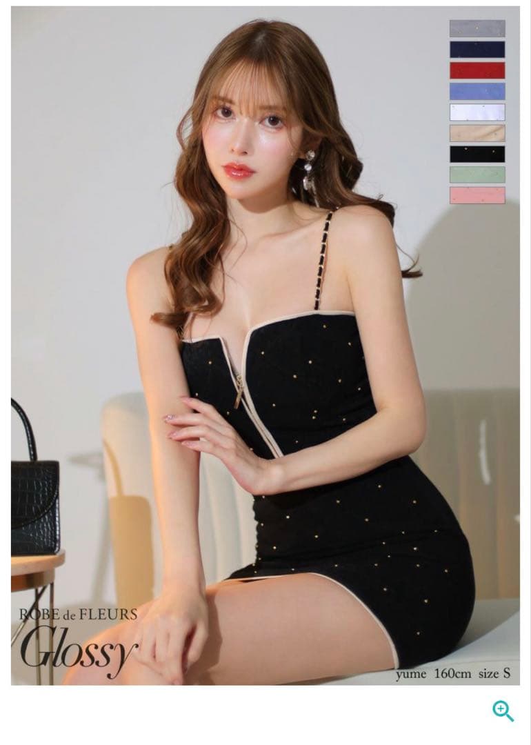 ROBE de FLEURS ブラックタイトドレス Mサイズ