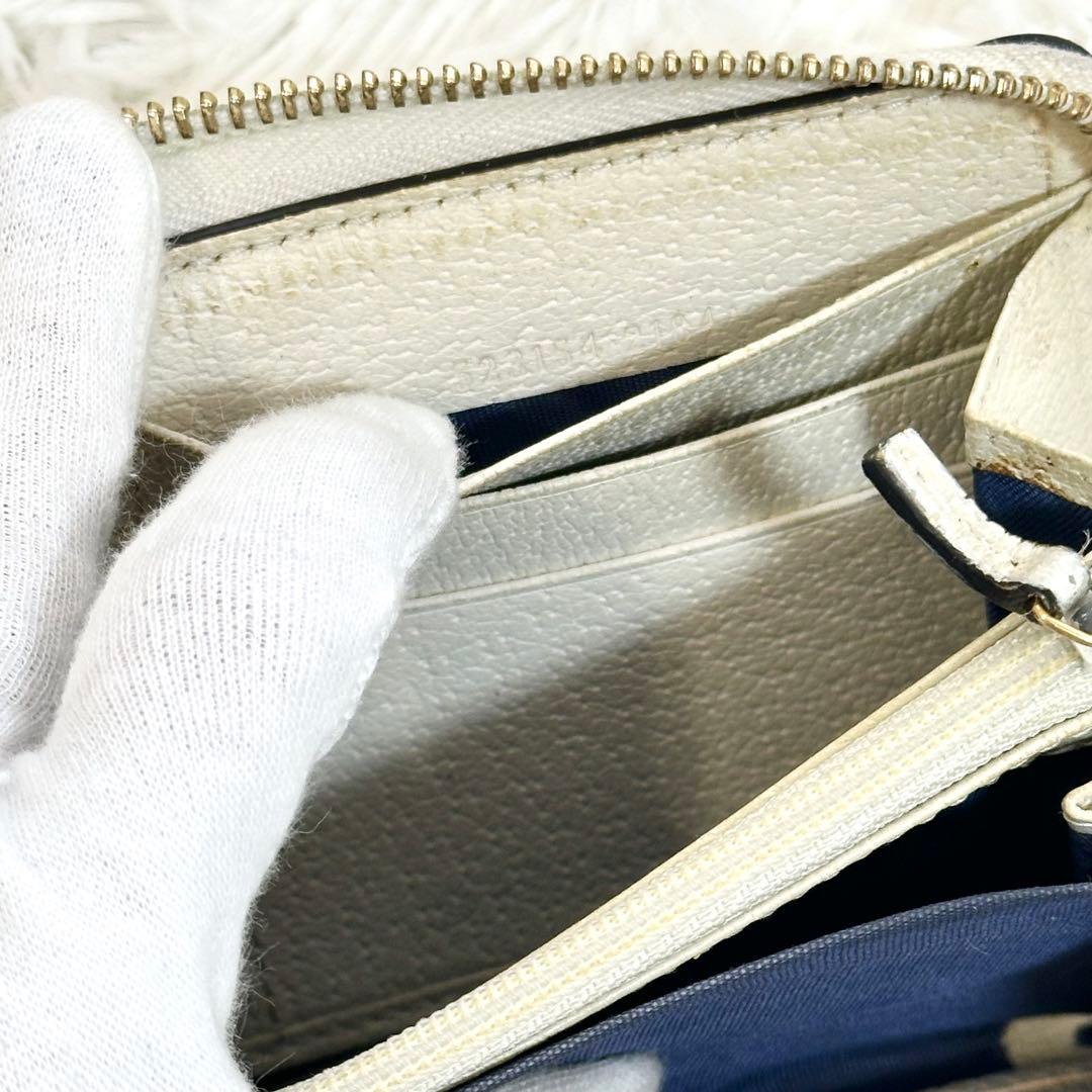 GUCCI 長財布 オフィディア シェリーライン GG マーモント ホワイト