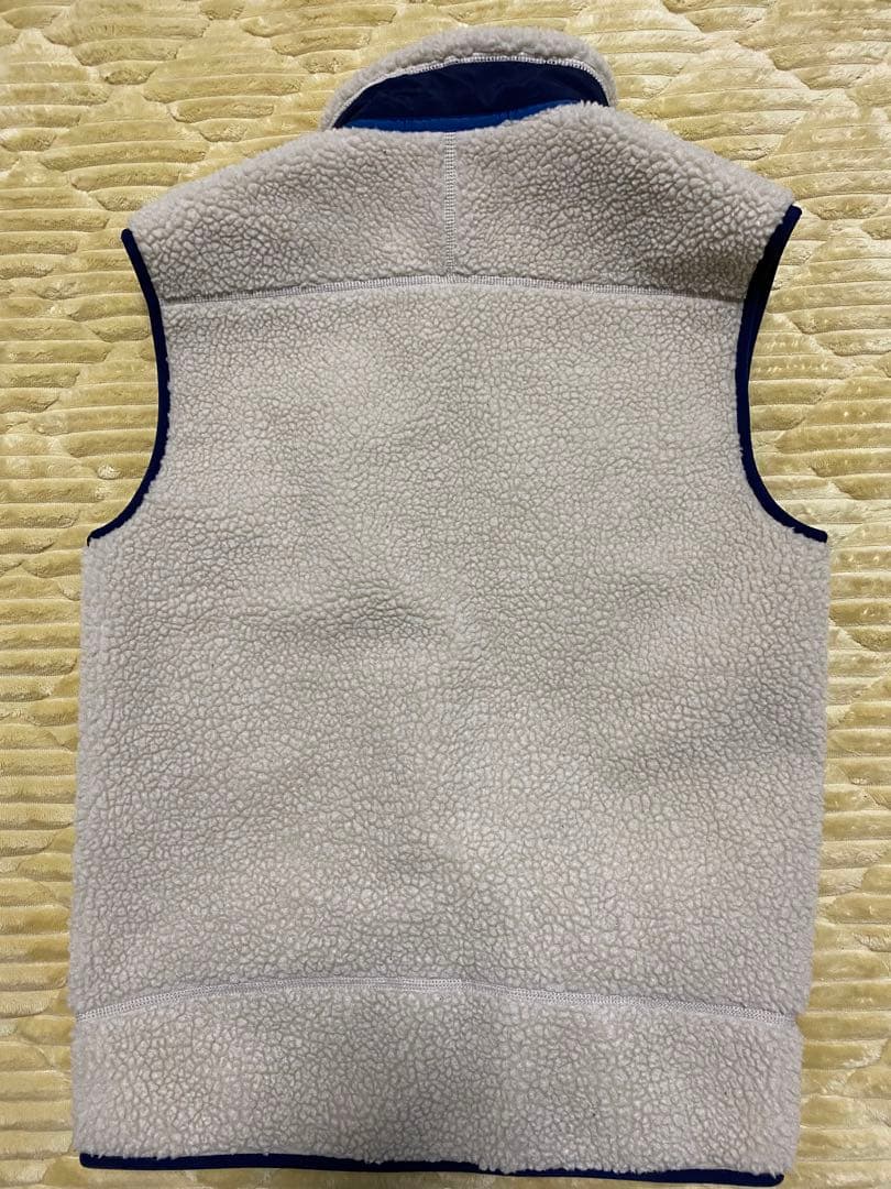 patagonia フリースベスト S ベージュ/ネイビー