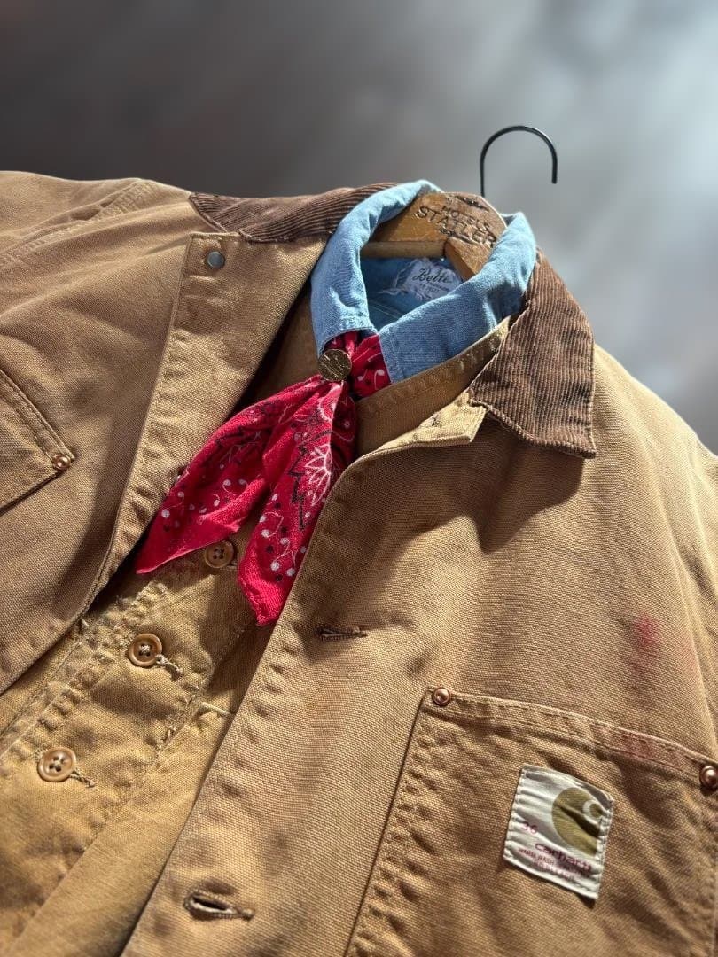 Carhartt 80S BIG C ボタン 横縞ブランケット ビンテージチョア