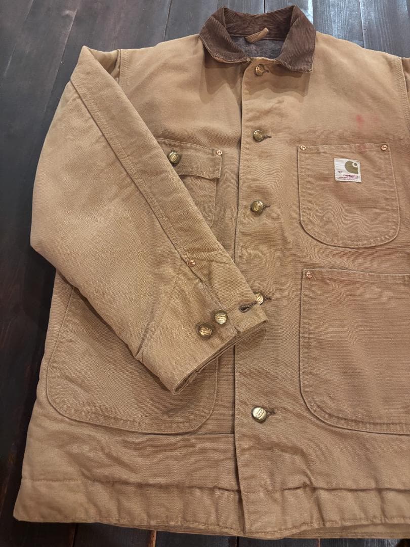 Carhartt 80S BIG C ボタン 横縞ブランケット ビンテージチョア
