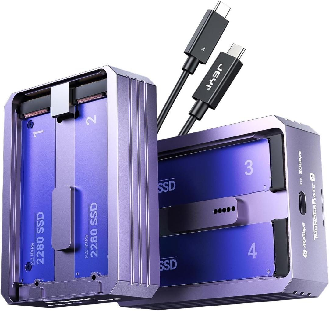 JEYI 4-bay NVME 外付けSSDケース 40Gbps DAS