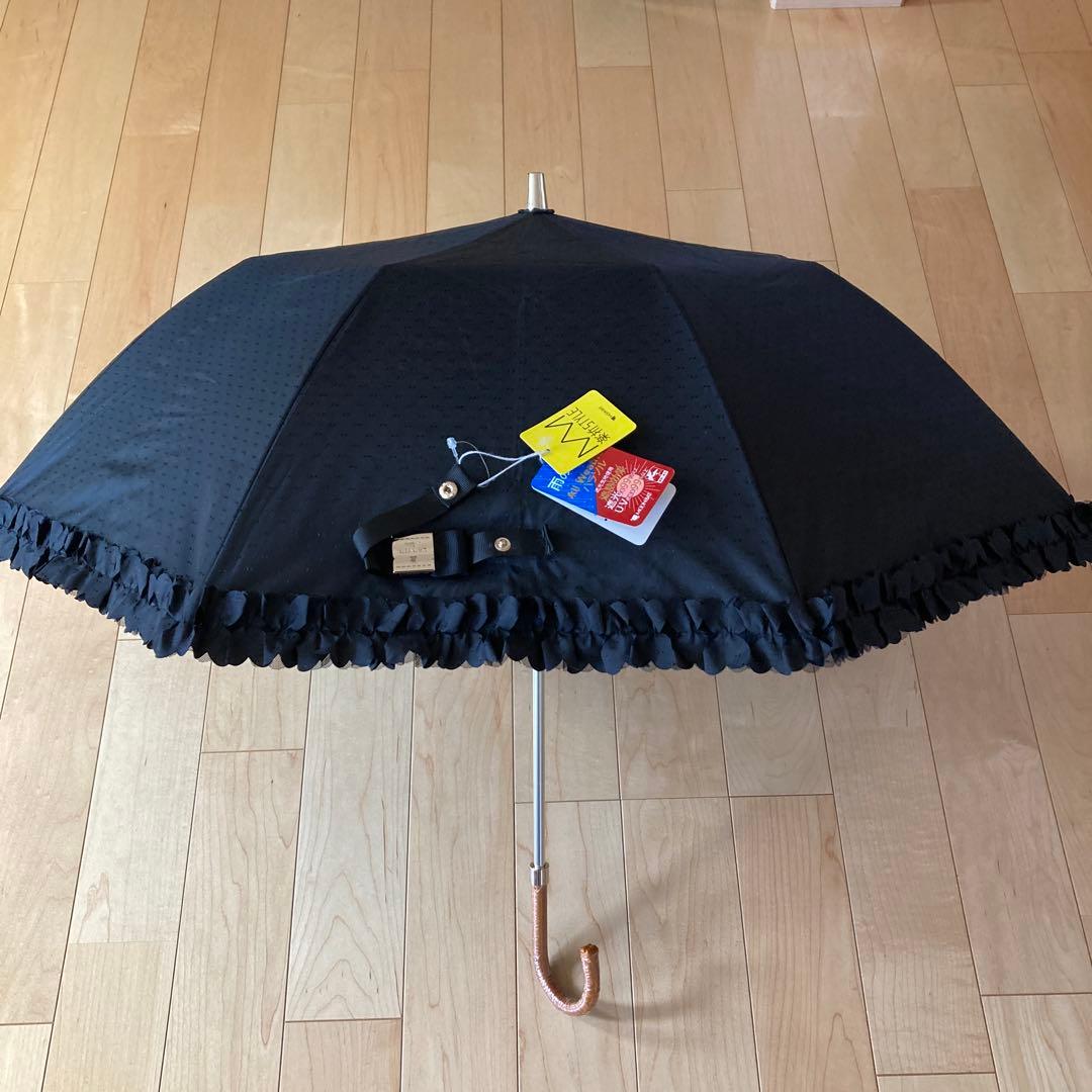 ランバンオンブルー　持ち手付き　晴雨兼用日傘　ブラック