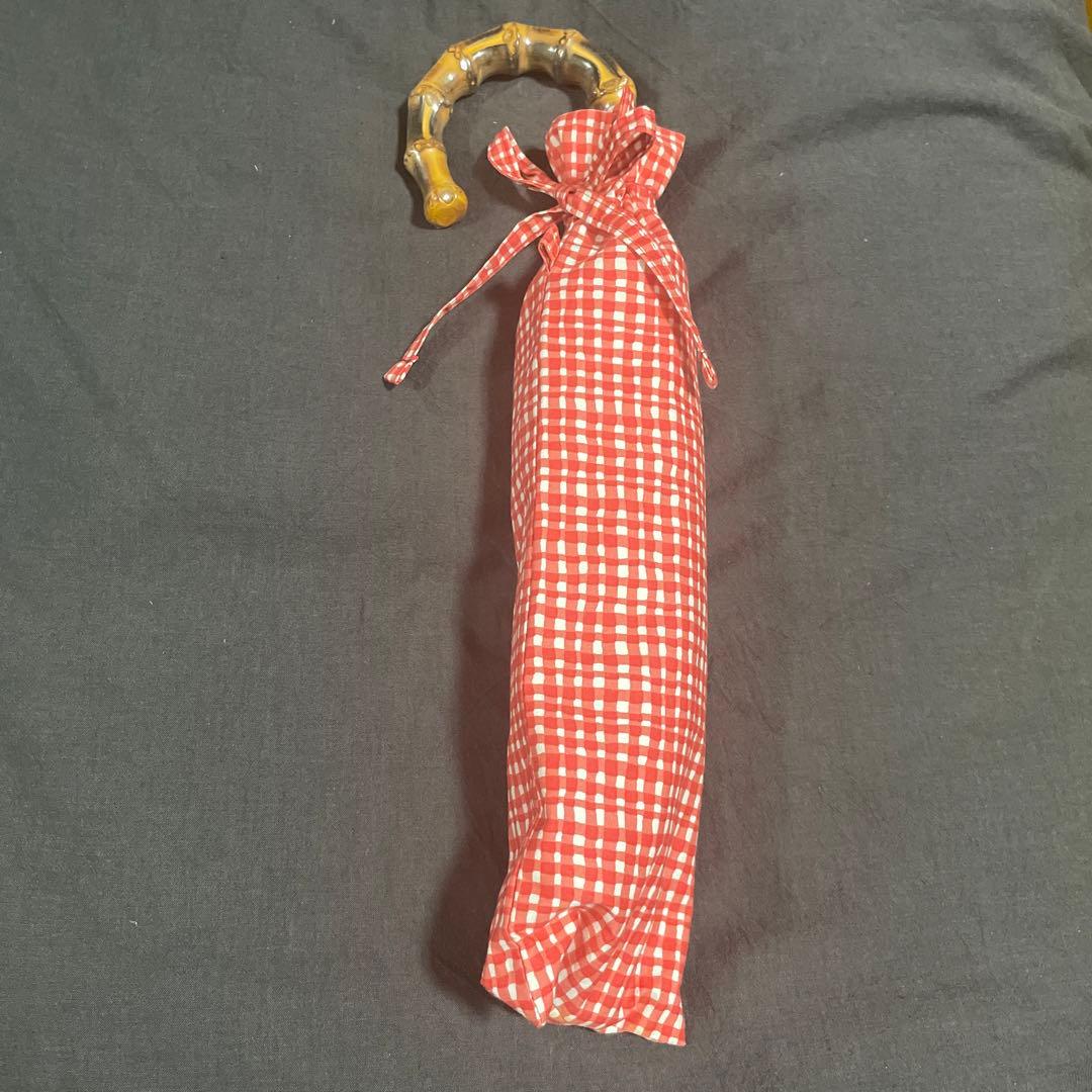 ボンボンストア　あかチェック日傘