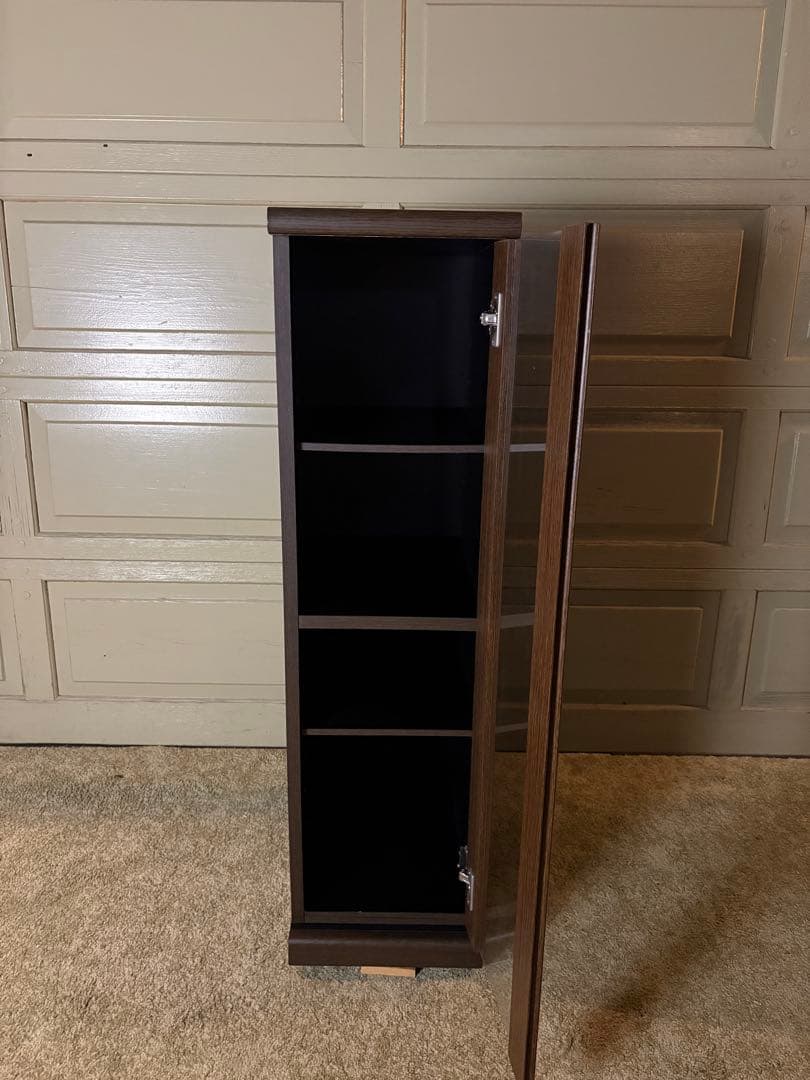 【ビーチソルベ】ダークブラウン木製キャビネット ガラス扉付き