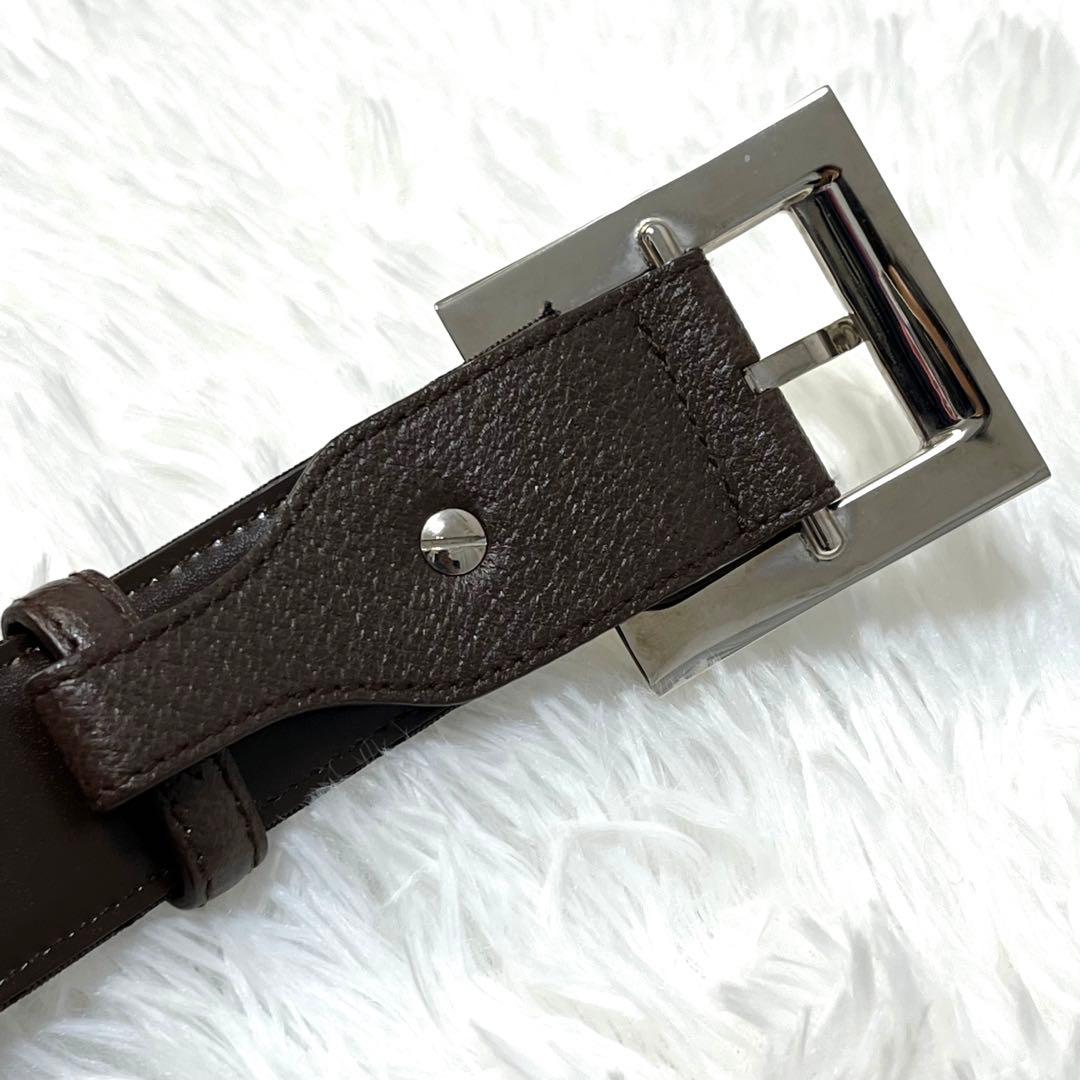 美品✨BVLGARI ブルガリ　レザー　キャンバスロゴ　ベルト　99-3.5