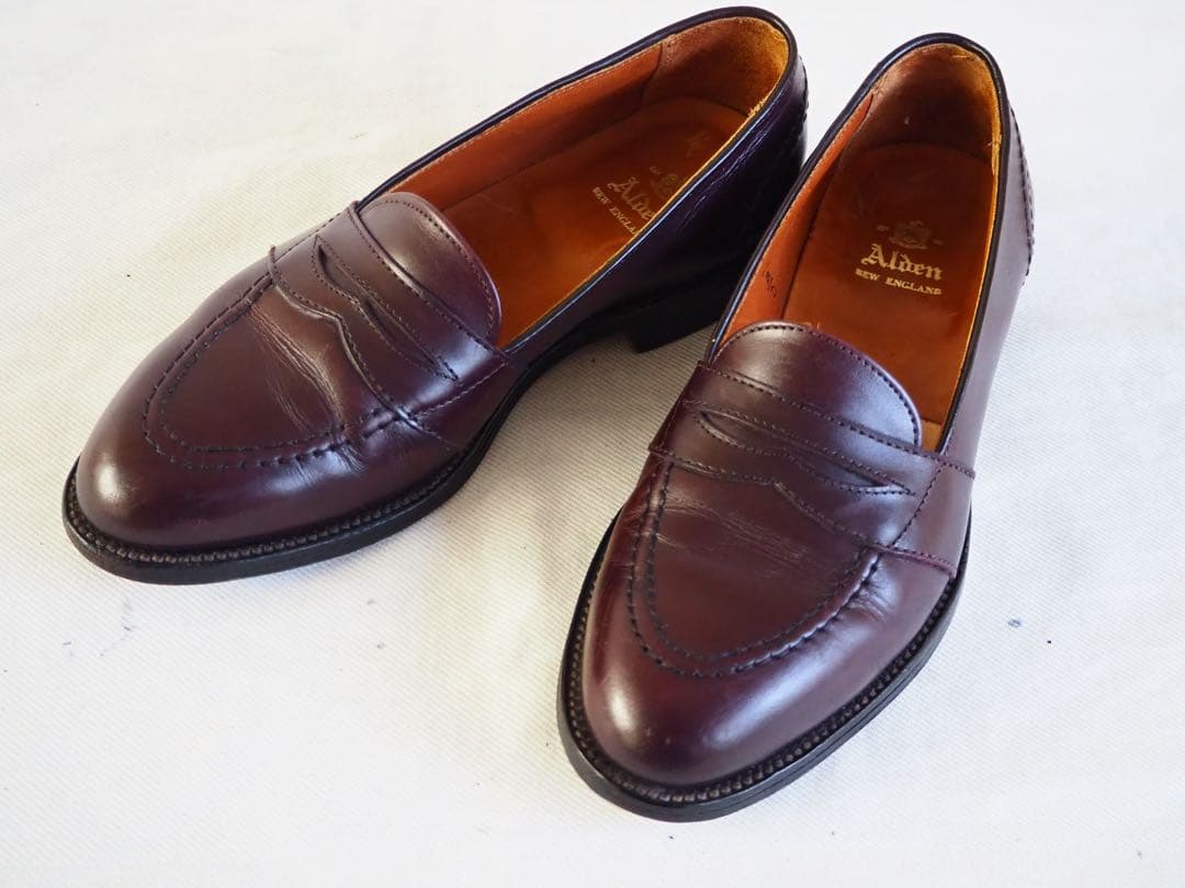 靴 Alden 683 Burgundy Full Strap Slip-On