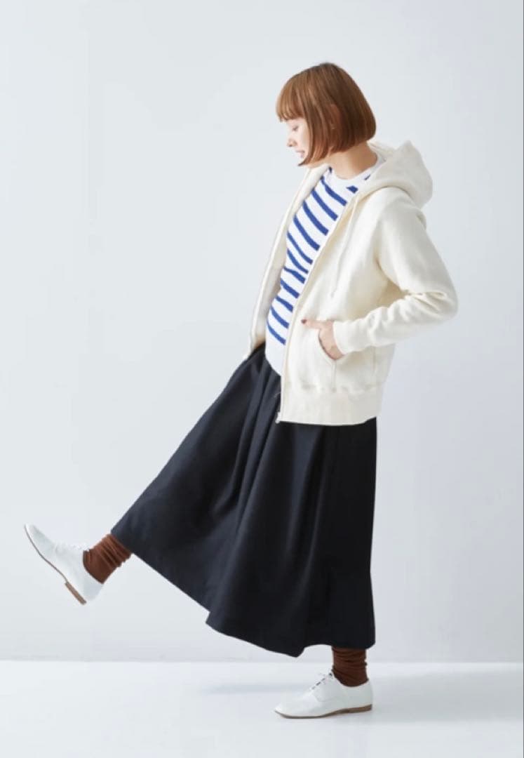 アトリエナルセ☆ コットン吊裏毛スウェットパーカー☆アイボリー