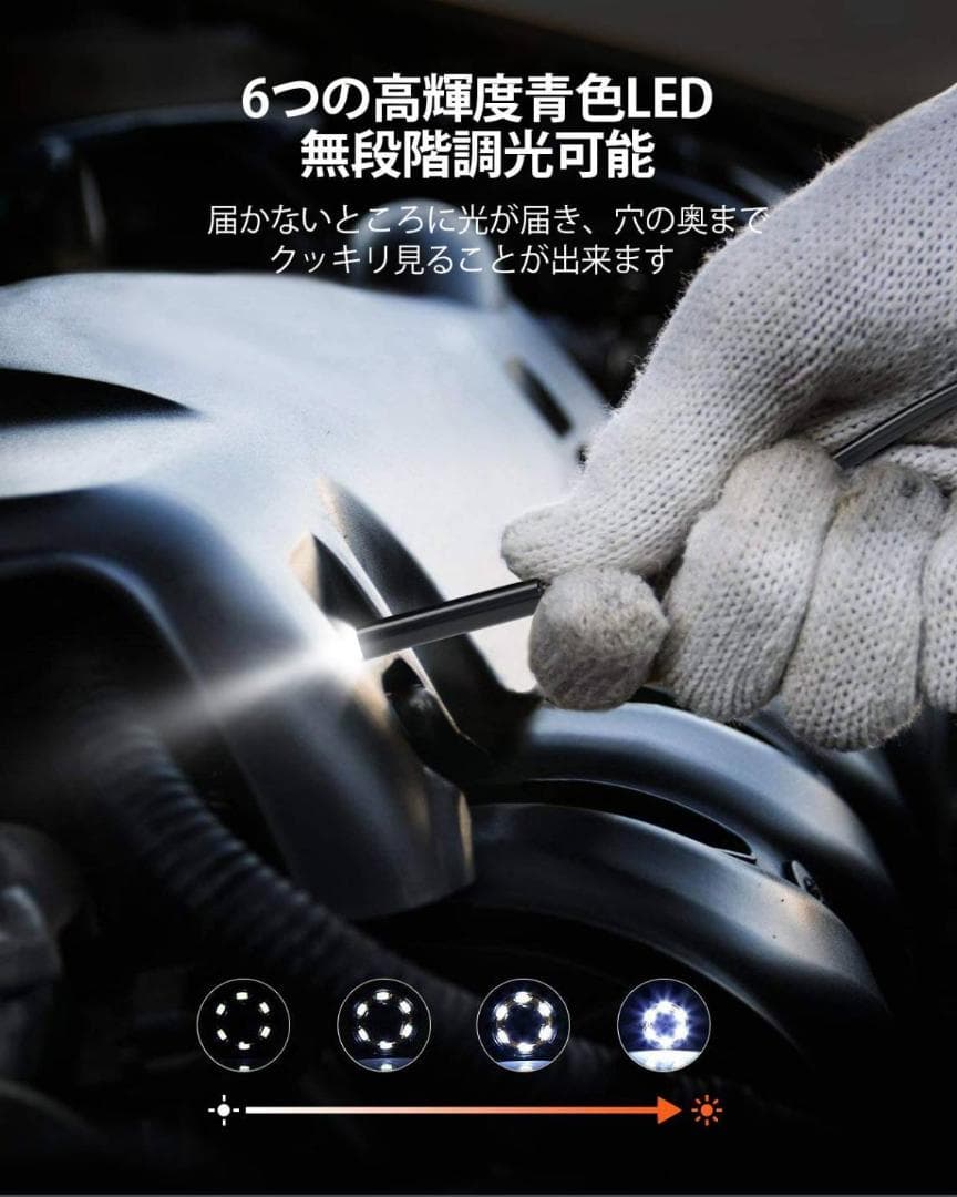 明るさ調節可能な青色LED内視鏡で詳細な観察を