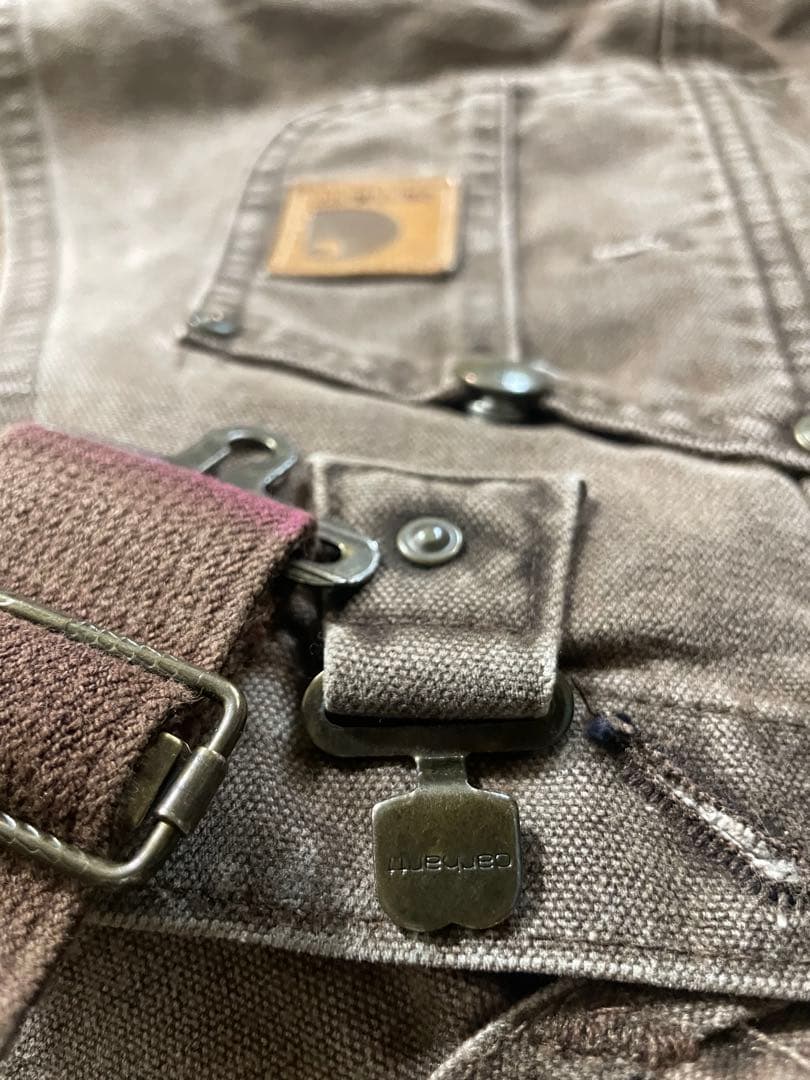 Carhartt オーバーオール　革タグ　ダブルニー