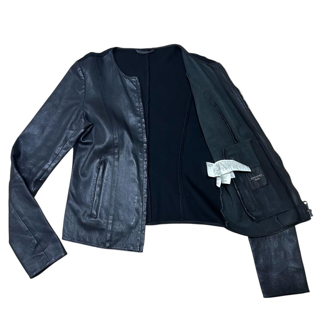 ★ほぼ未使用品★ WEEKEND MaxMara ノーカラー レザージャケット