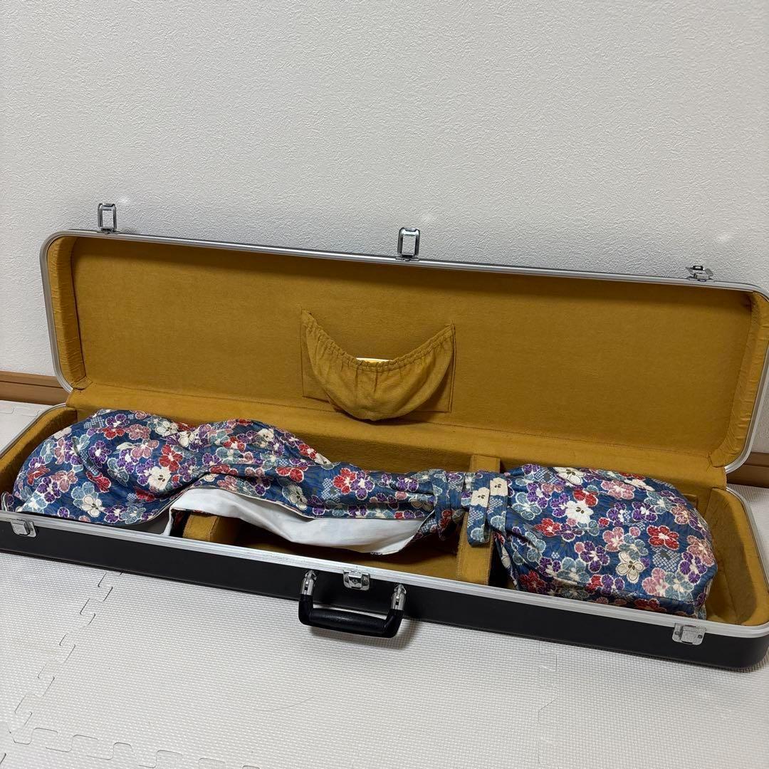 三味線 中棹 紅木 金細 綾杉胴 ハードケース 皮破れ 糸切れ