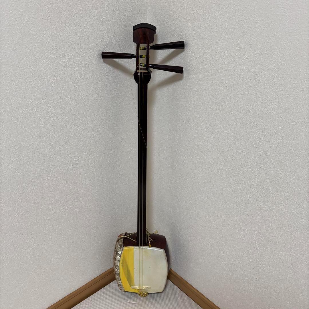 三味線 中棹 紅木 金細 綾杉胴 ハードケース 皮破れ 糸切れ