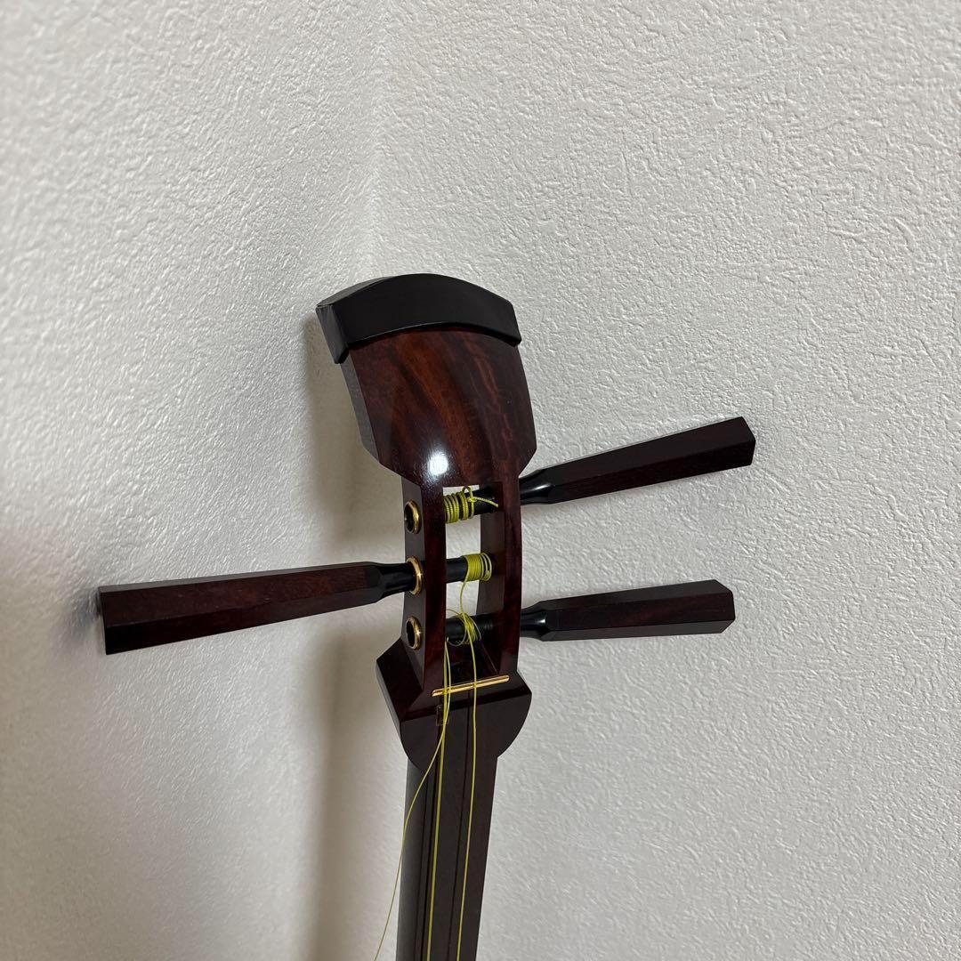 三味線 中棹 紅木 金細 綾杉胴 ハードケース 皮破れ 糸切れ