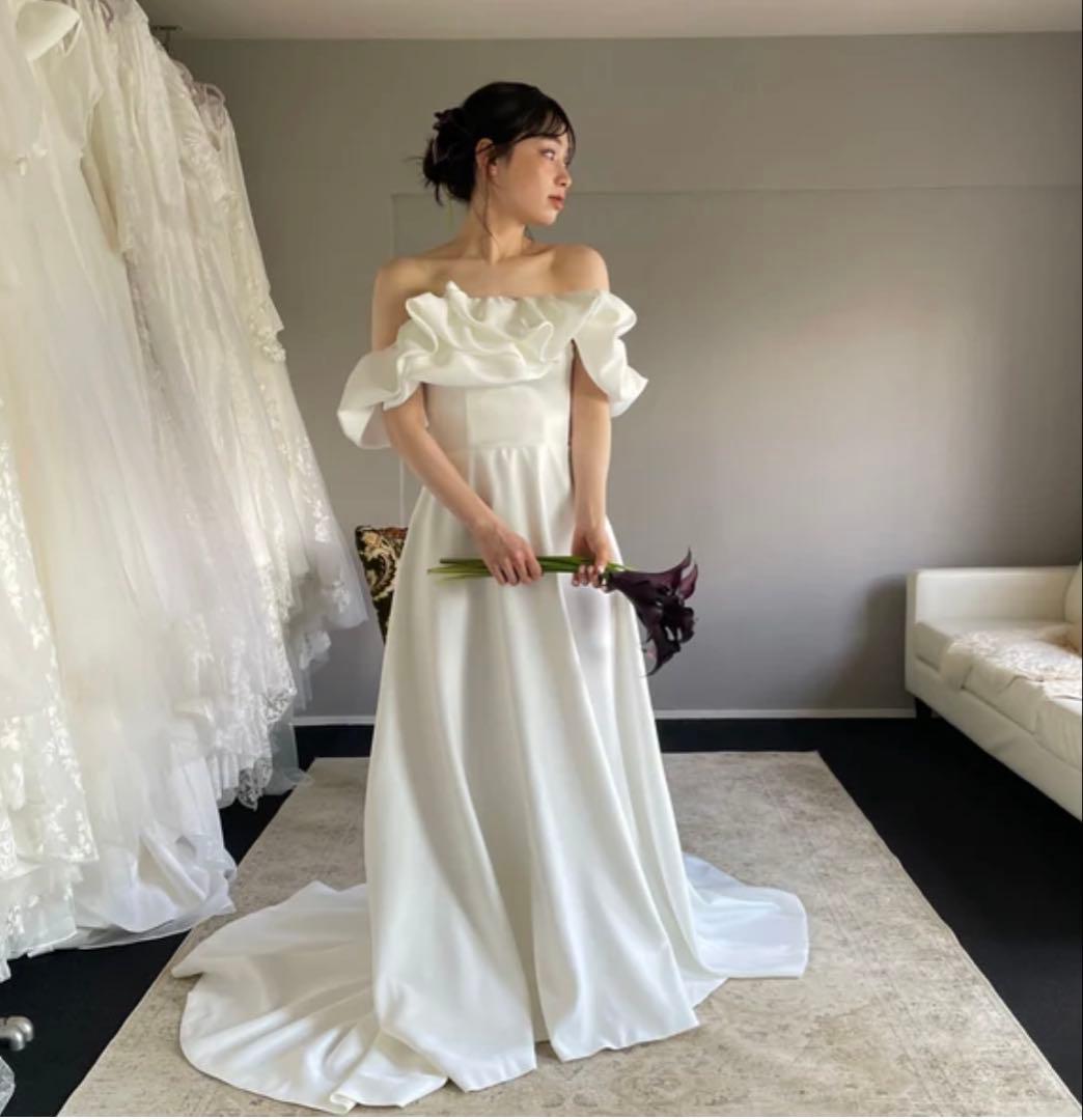 DRESS PRODUCTION オフショルダー Aラインドレス ホワイト