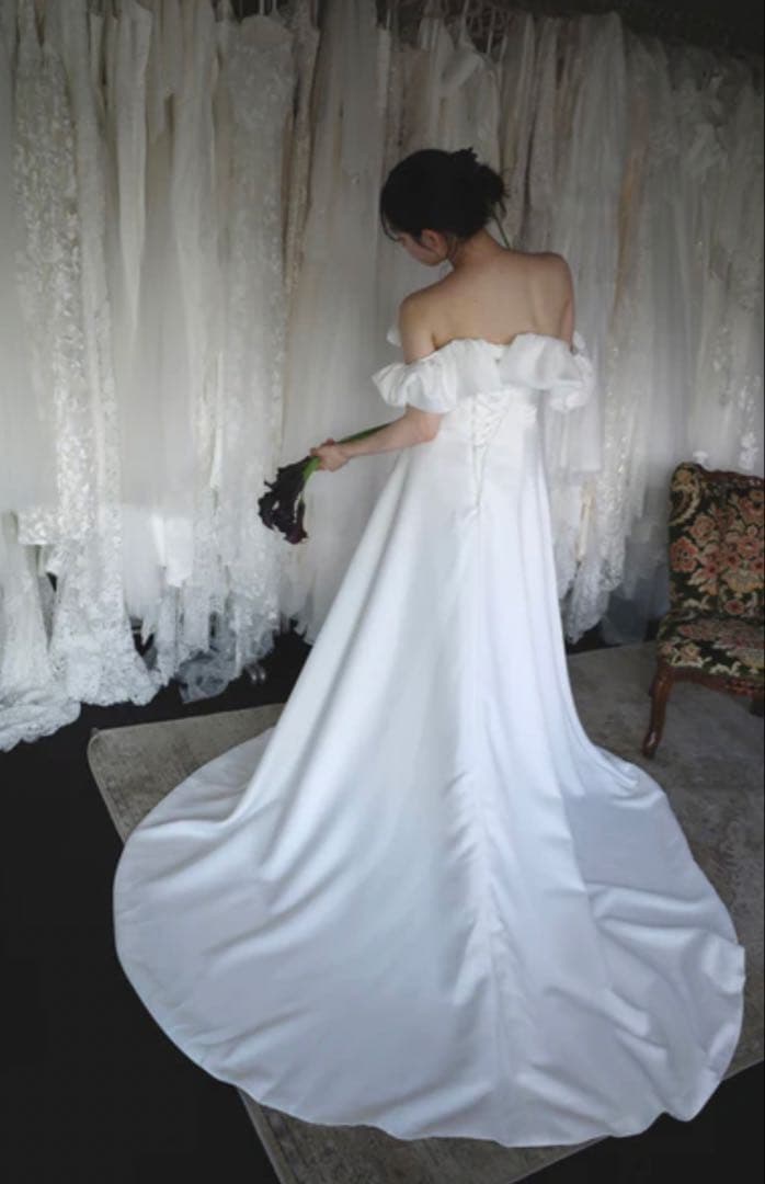 DRESS PRODUCTION オフショルダー Aラインドレス ホワイト