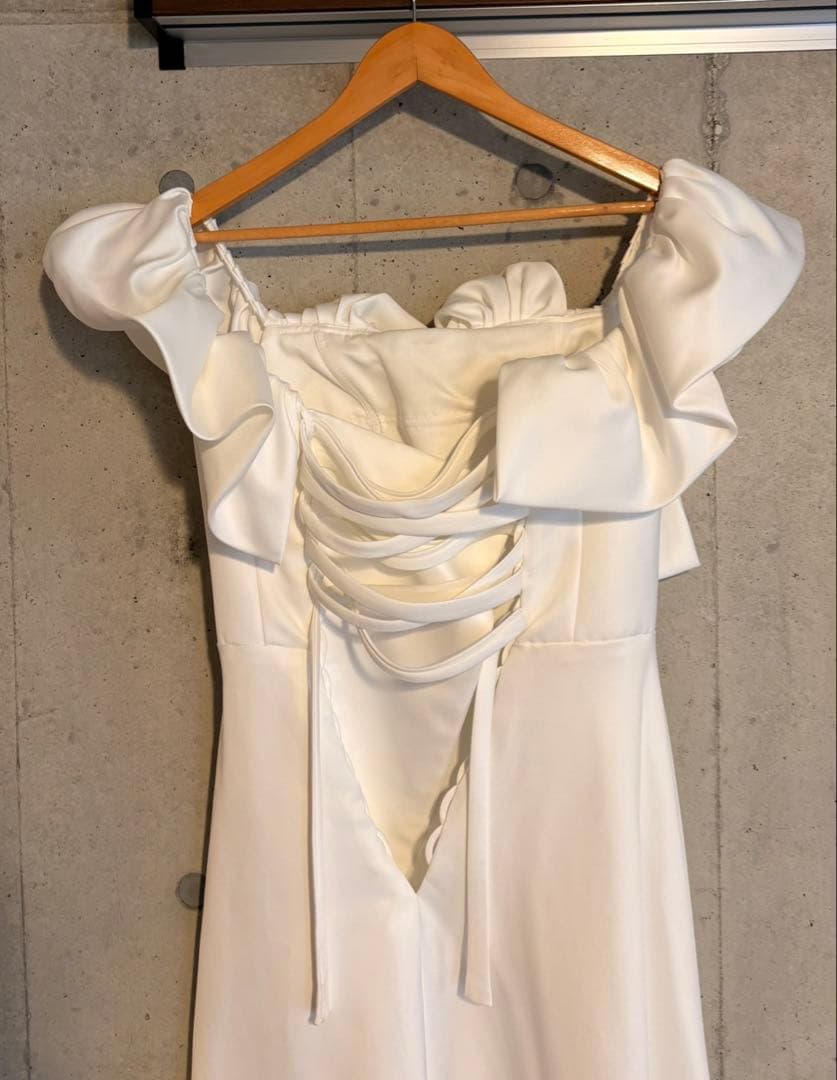 DRESS PRODUCTION オフショルダー Aラインドレス ホワイト