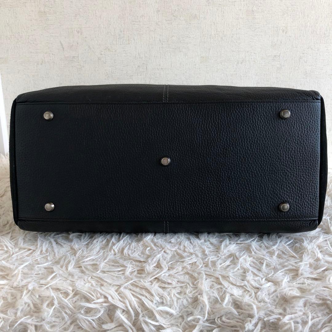 【大容量 2way】サマンサキングズ　ボストンバッグ　黒　スカル　本革　スエード