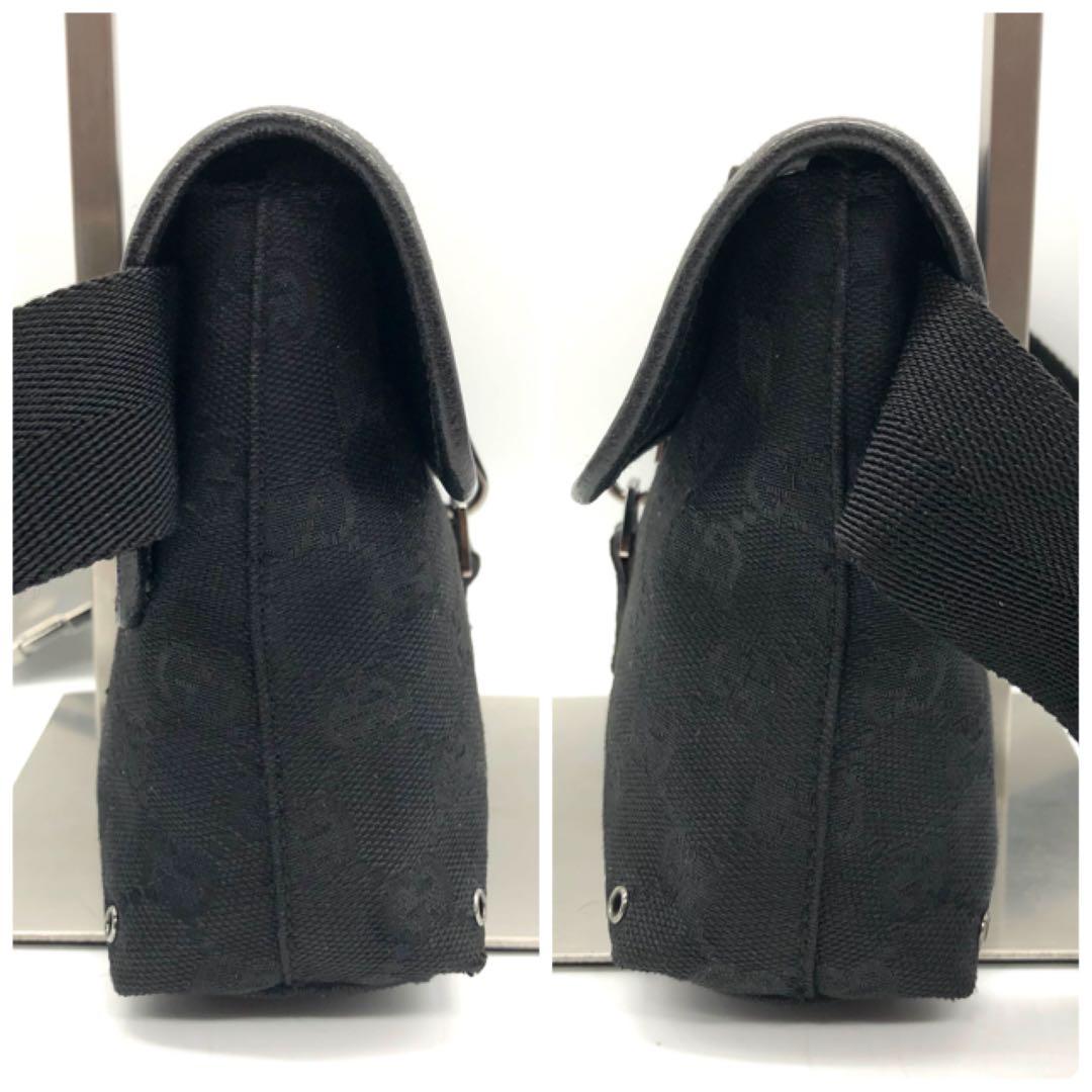 【美品】GUCCI ボディバッグ GG キャンバス レザー ジャッキー ブラック