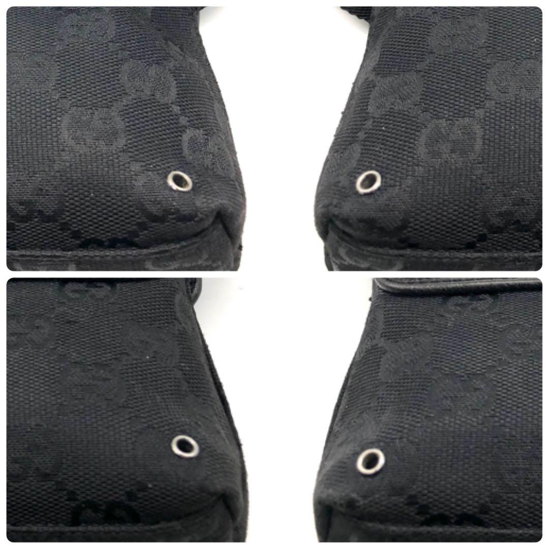 【美品】GUCCI ボディバッグ GG キャンバス レザー ジャッキー ブラック