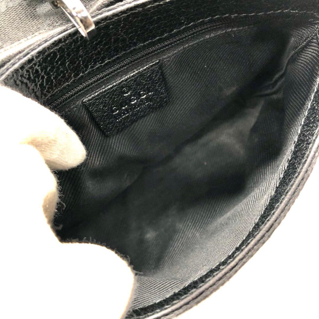 【美品】GUCCI ボディバッグ GG キャンバス レザー ジャッキー ブラック
