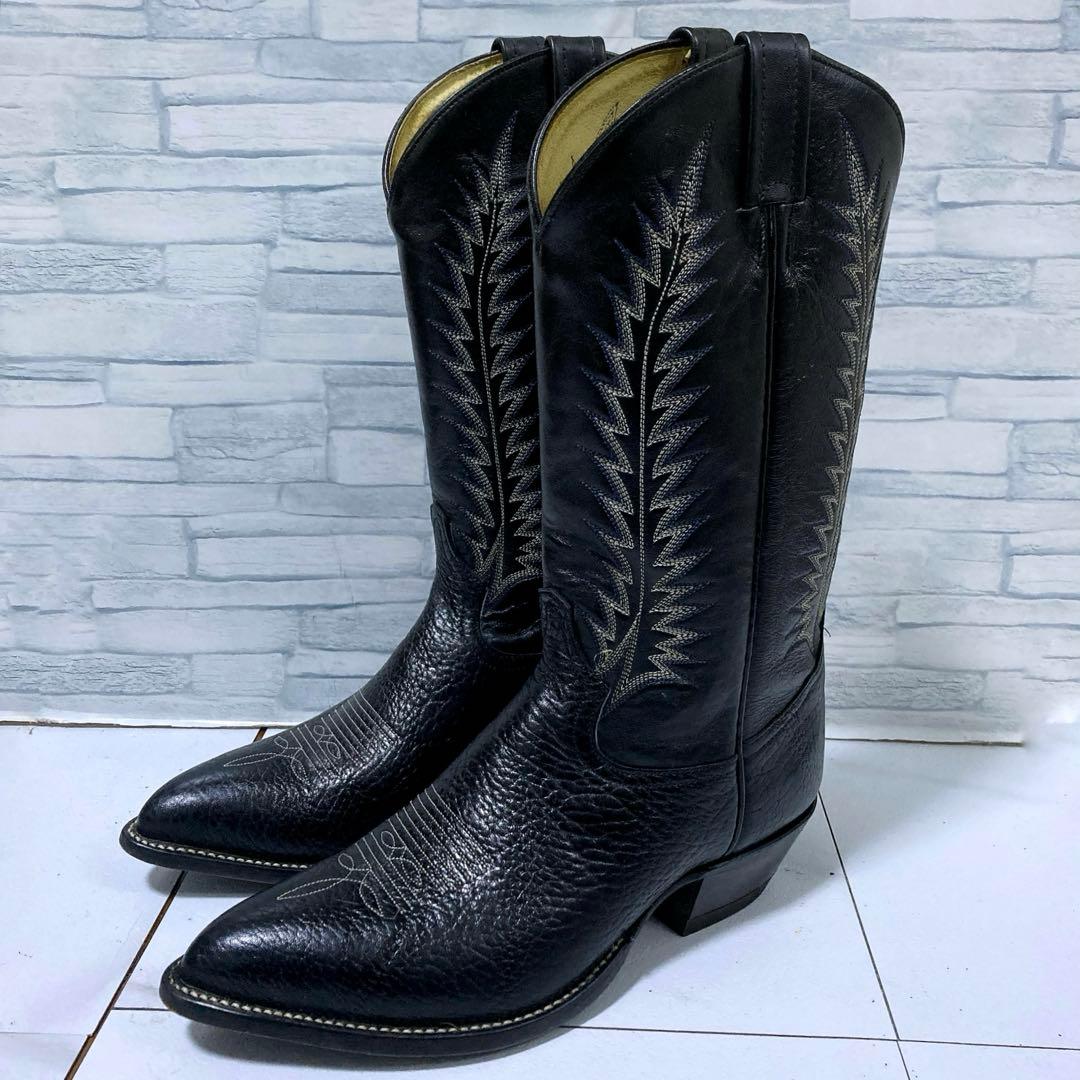 名作 トニーラマ ウエスタンブーツ カウボーイ 26.5 本革 シボ ブラック