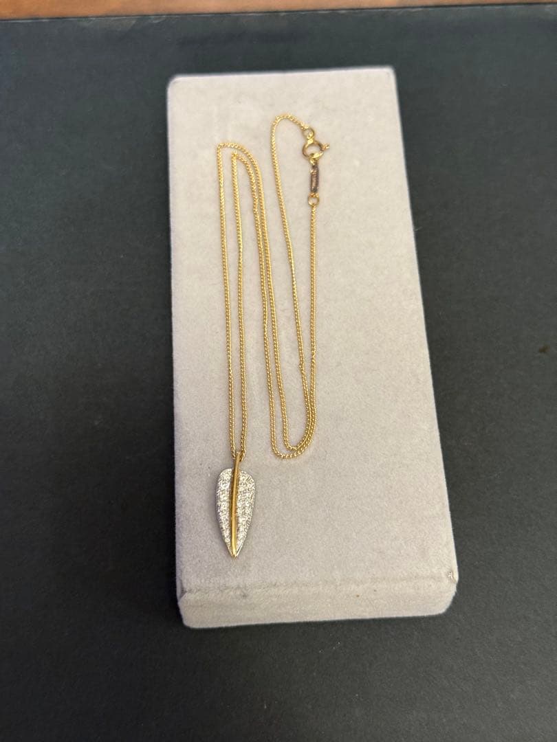 【K18 pt950】Tiffany リーフダイヤモンド ゴールド ネックレス