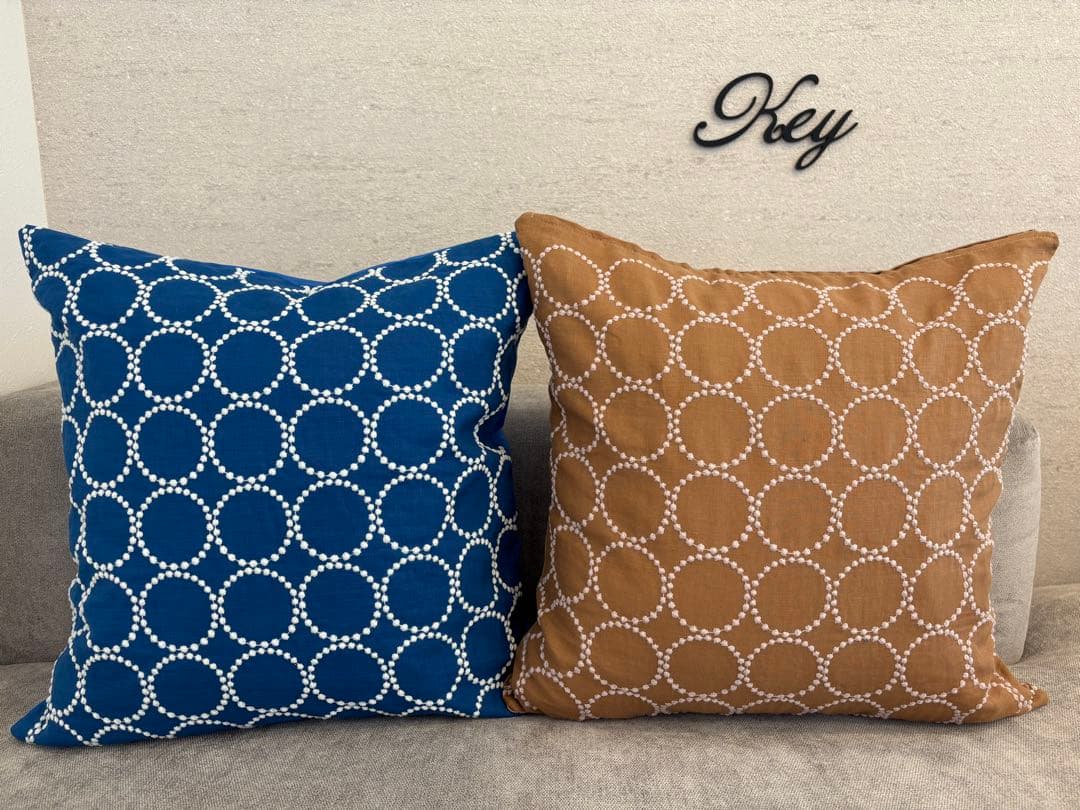 ミナペルホネン　ハンドメイドクッションカバー★タンバリンブルーxライトブルー