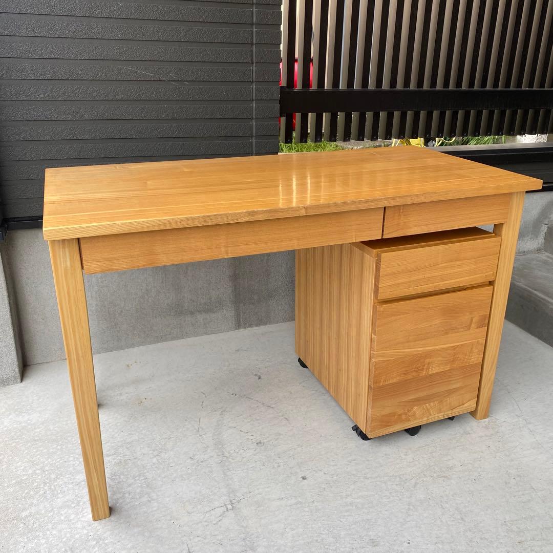 セット売り MUJI / 無印良品 デスク・サイドチェスト タモ 天然木 保管品