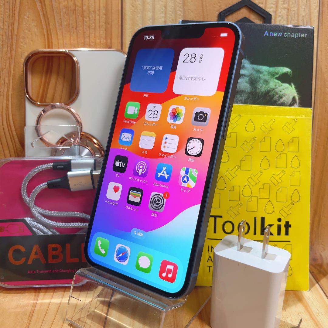 SIMフリー 本体 iPhone 14 128 GB ブルー 537 電池良好