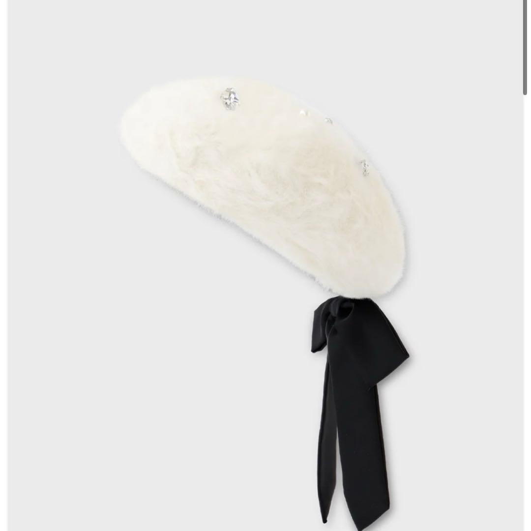 エムエメ m me eme ベレー帽 白 Etoile ribbon beret