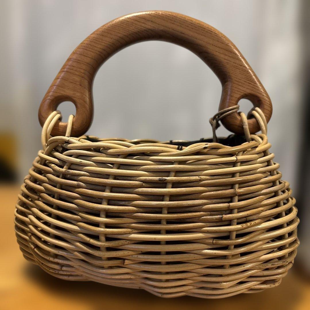 hitstki basket籐製 かごバッグ 木製ハンドル
