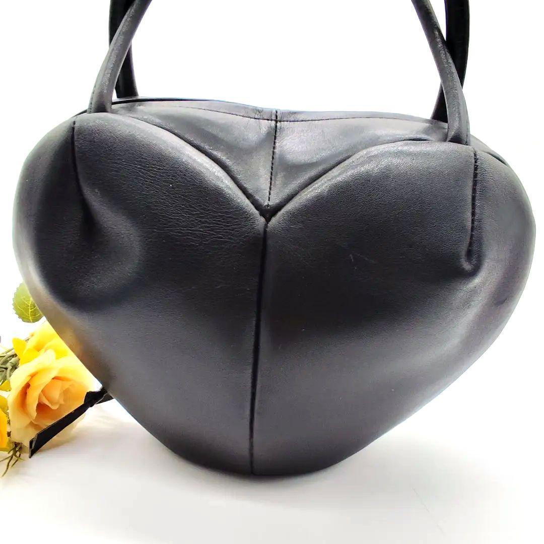 希少 シビラ Sybilla ハートモチーフ立体ハンドバッグ ブラック レザー