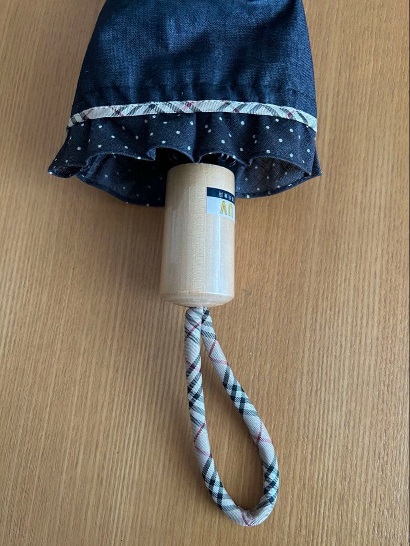 【美品】バーバリー　2段折り畳み日傘　水玉　チェック