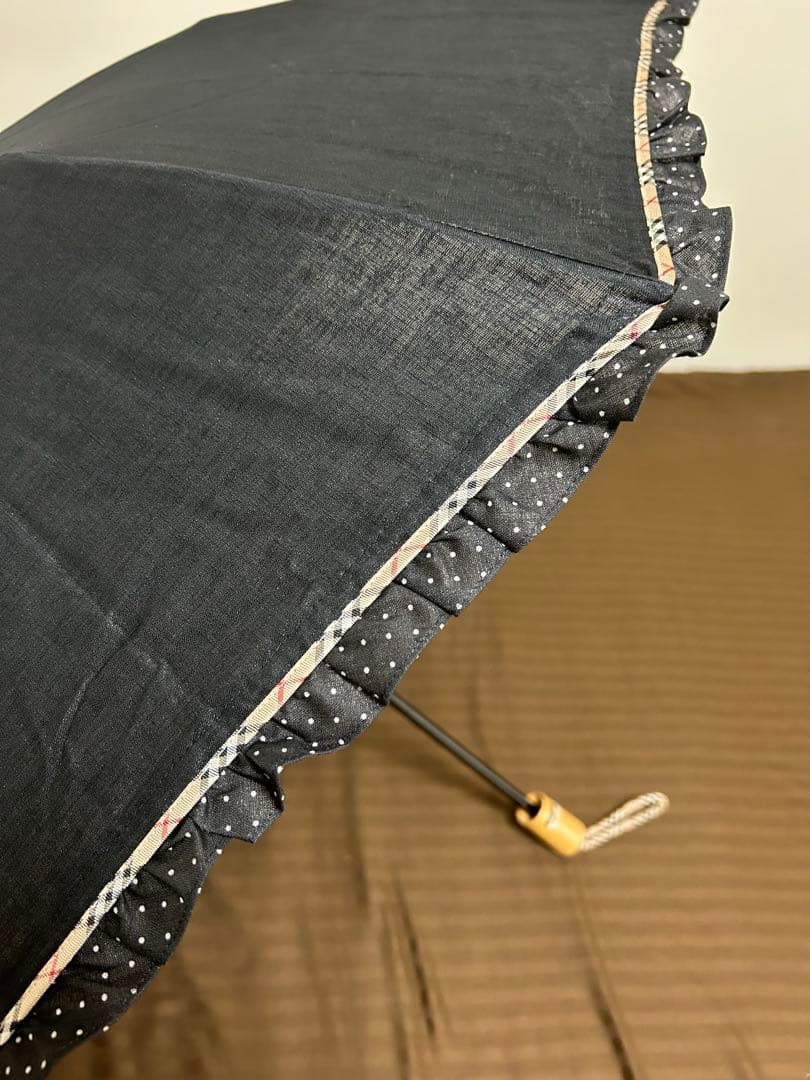 【美品】バーバリー　2段折り畳み日傘　水玉　チェック