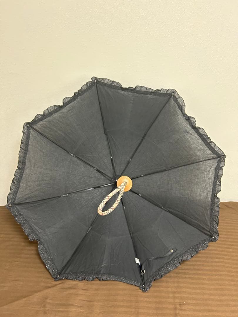 【美品】バーバリー　2段折り畳み日傘　水玉　チェック