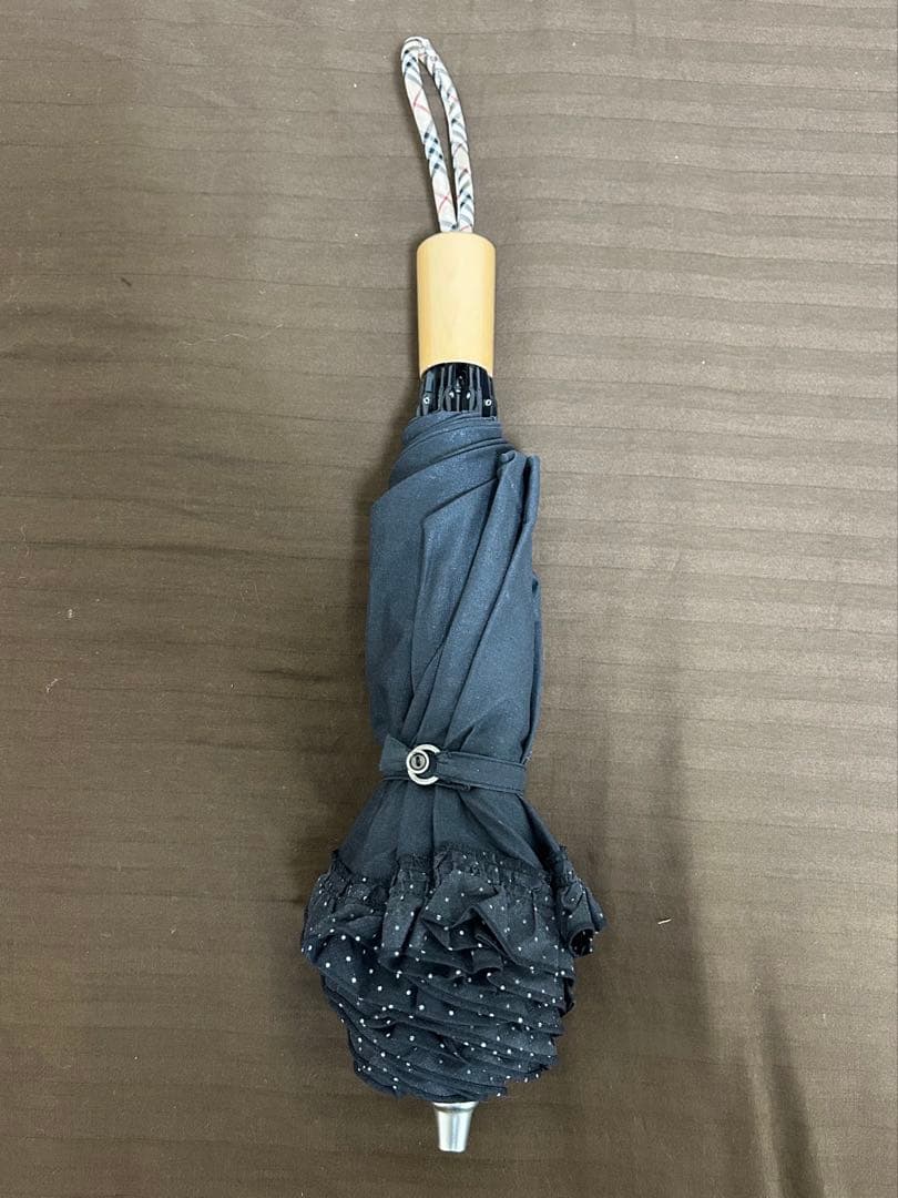 【美品】バーバリー　2段折り畳み日傘　水玉　チェック