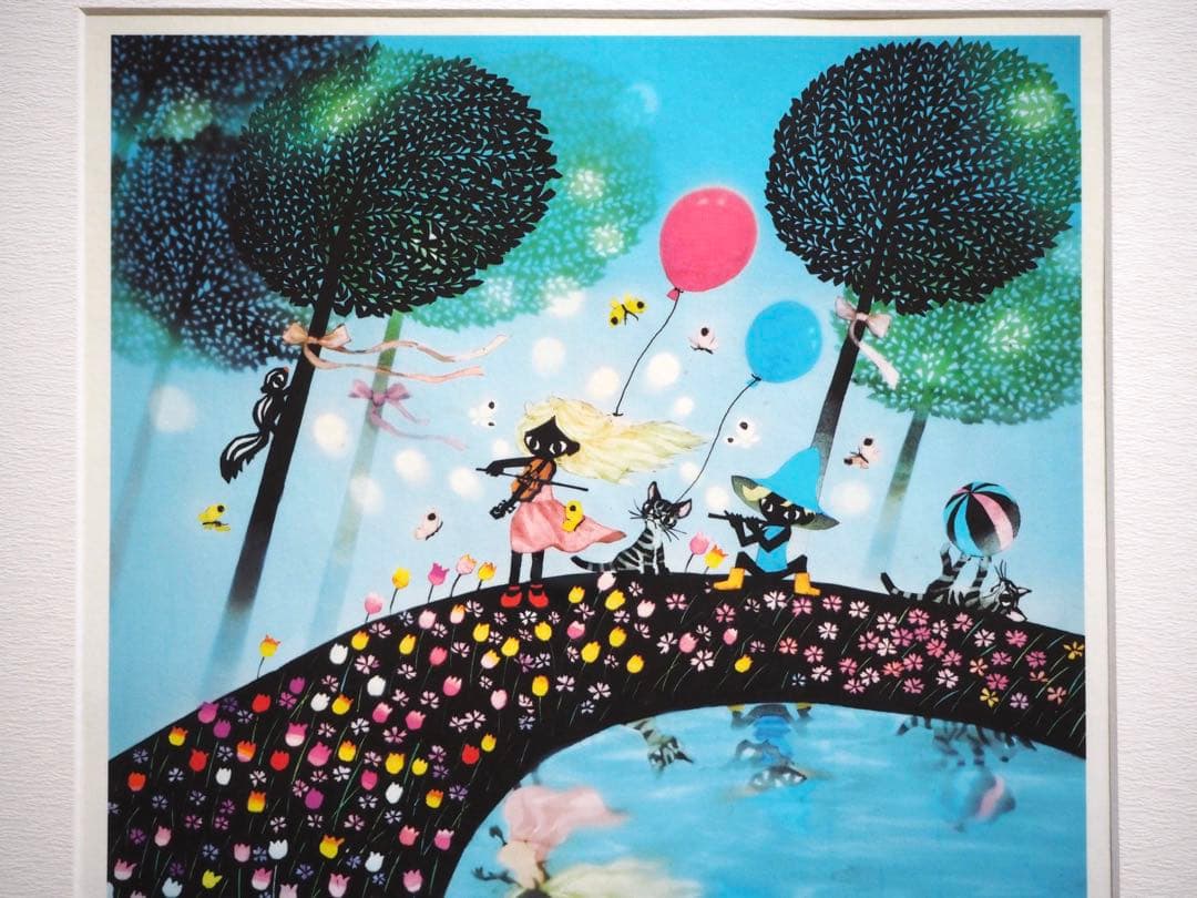 真作■藤城清治 四季のメルヘン 春 春のデュエット 直筆サイン■版画 絵画